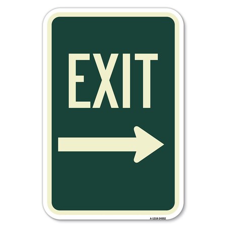 Signmission Exit with Right Arrow Heavy-Gauge Aluminum Sign, 12" H, 18" L, A-1218-24552 A-1218-24552